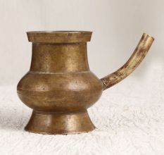 Vintage South Indian Brass Water Pot with Spout for Decor