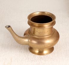 Handmade Golden Brass Water Pot with Spout for Prayer