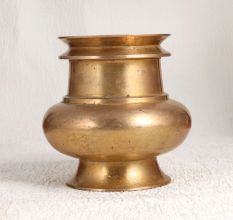 Handmade Golden Brass Water Pot with Spout for Prayer