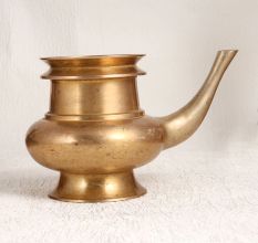 Handmade Golden Brass Water Pot with Spout for Prayer