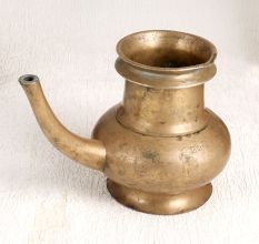 South Indian Art Vintage Brass Holy Water Pot with Spout