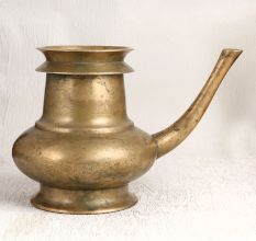 Handcrafted Brown Finish Holy Water Pot with Spout