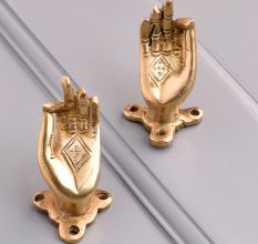 Handmade Mudra Brass Drawer Handle in Golden Finish