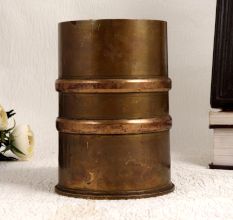 Handcrafted South Indian Holy Pot in Cylindrical Shape for Decor