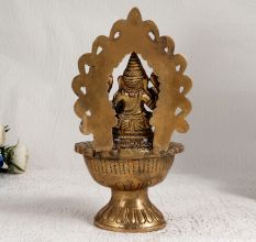 Handmade Brown Finish Brass Aarti Oil Lamp for Prayer