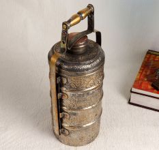 Handmade Islamic Art Copper Tiffin Box for Decoration