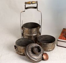 Handmade Islamic Art Copper Tiffin Box for Decoration