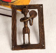Handcrafted Finest Brass Plate of Man Playing Dufli