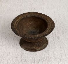 Dark Finish Brass Kumkum Bowl in Tribal Art for Prayer