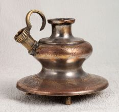 Handcrafted Engraved Brass Hookah Base in Brown Finish