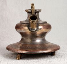 Handcrafted Engraved Brass Hookah Base in Brown Finish