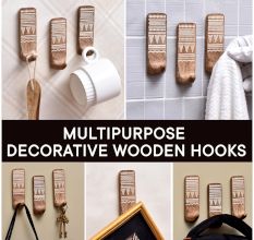 Wooden Brown White No Drill Wall Hook