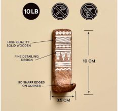 Wooden Brown White No Drill Wall Hook