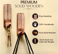 3 Pieces Wooden Self Adhesive Brown Hooks