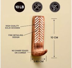 3 Pieces Wooden Self Adhesive Brown Hooks