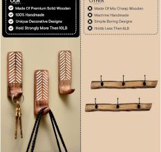 3 Pieces Wooden Self Adhesive Brown Hooks