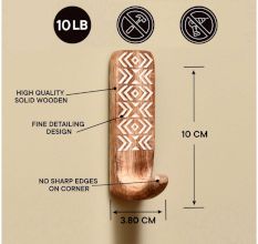 Wooden Brown White Pattern Adhesive Hook - Pack of 3