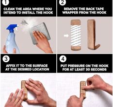 Wooden Brown White Pattern Adhesive Hook - Pack of 3