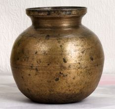 Elegant Brown Holy Water Pot Made of Finest Brass