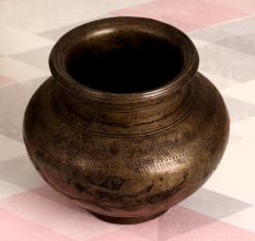 Engraved Vintage Brass Holy Water Pot for Flower Decor
