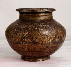 Beautifully Engraved Brass Water Pot for Ritual and Decor