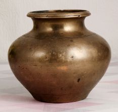 Elegant Brown Brass Holy Water Pot for Vintage Collection