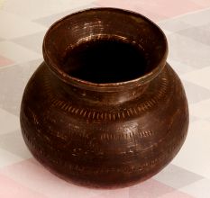 Dark Finish Brass Holy Water Pot for Decoration and Collection
