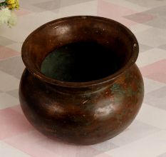 Dark Finish Finest Brass Cooking Pot in Assamese Art