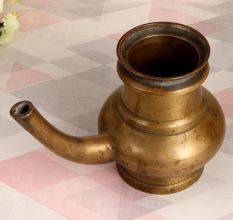 Sturdy Brass Holy Water Pot with Spout for Home Decor