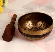 Tibetan Art Bell Metal Om Singing Bowl for Meditation