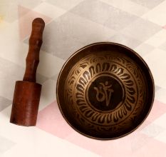 Tibetan Art Bell Metal Om Singing Bowl for Meditation