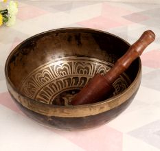 Handcrafted Finest Bell Metal Om Singing Bowl with Wooden Mallet