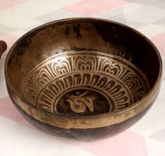 Handcrafted Finest Bell Metal Om Singing Bowl with Wooden Mallet