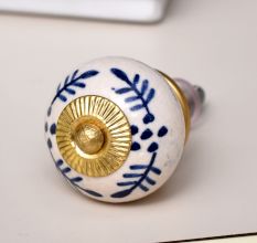 Blue Floral Ceramic Cabinet Knob