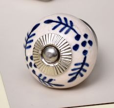 Blue Floral Ceramic Cabinet Knob
