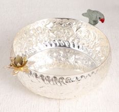 Silver Finish Engraved Bowl Made of Premium White Metal