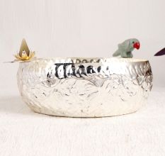 Silver Finish Engraved Bowl Made of Premium White Metal