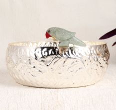 Silver Finish Engraved Bowl Made of Premium White Metal