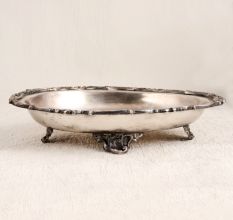 Vintage Finest White Metal Food Tray in Silver Finish