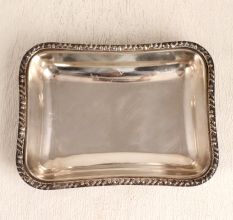 Vintage Rectangle Shaped White Metal Food Tray for Decor