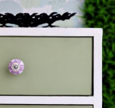 Purple Ceramic  Heart and Floral Cabinet Drawer Knobs