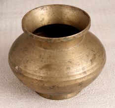 Vintage Handcrafted Brass Holy Water Pot in Brown Finish