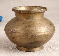 Vintage Handcrafted Brass Holy Water Pot in Brown Finish