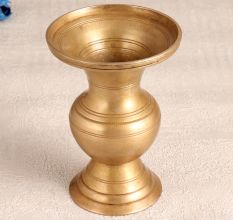 Unique Golden Brass Flower Pot in South Indian Art