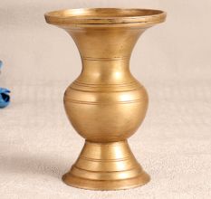 Unique Golden Brass Flower Pot in South Indian Art