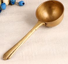 Elegant Golden Brass Holy Spoon Made of Premium Brass