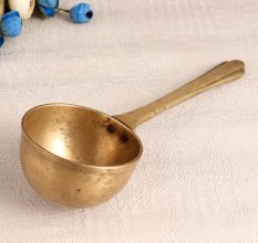 Elegant Golden Brass Holy Spoon Made of Premium Brass