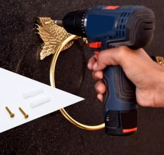 Modern Handmade Brass Towel Ring in Golden Finish