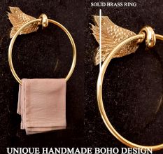 Modern Handmade Brass Towel Ring in Golden Finish