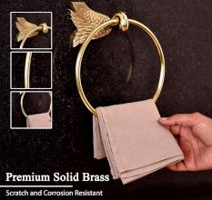 Modern Handmade Brass Towel Ring in Golden Finish